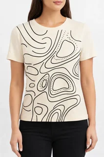 تیشرت بلند قواره دار نگینی نخ و پنبه اعلا